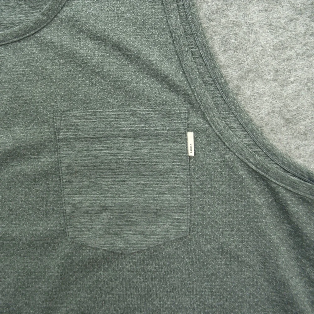 Vuori Shirt mens Large Gray Tank Sleeveless Pocket logo Active Outdoors - Picture 3 of 7